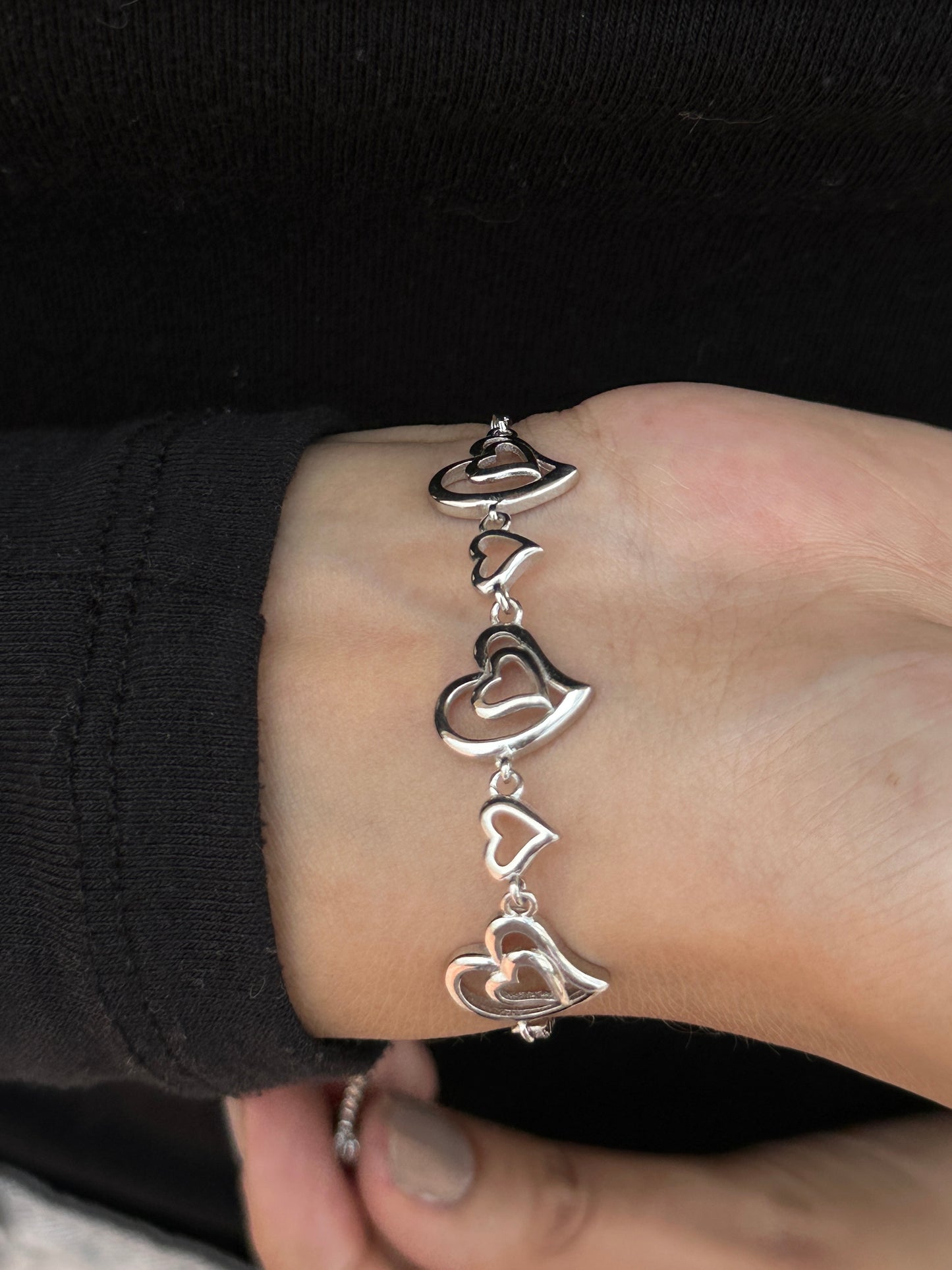 Heart Intertwined Silver Bracelet