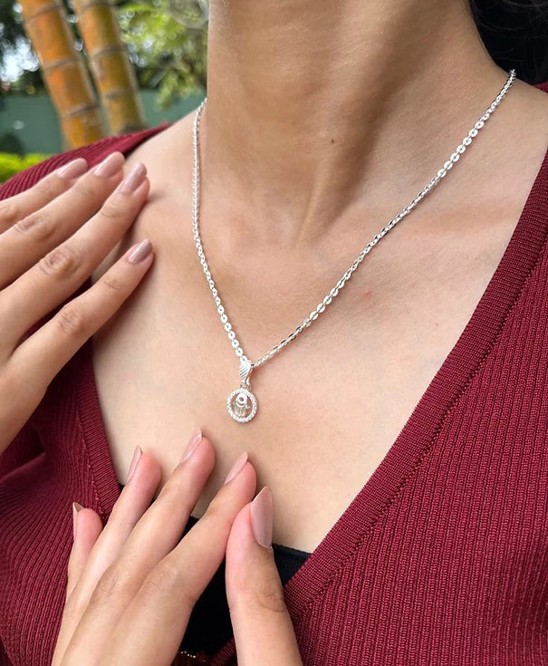 Silver Necklace With (Hamsa Hand of Protection)
