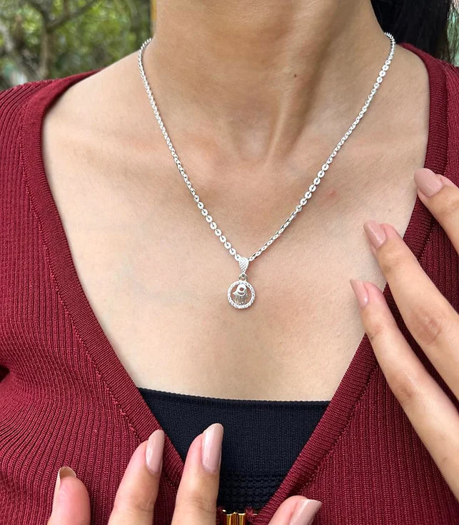 Silver Necklace With (Hamsa Hand of Protection)