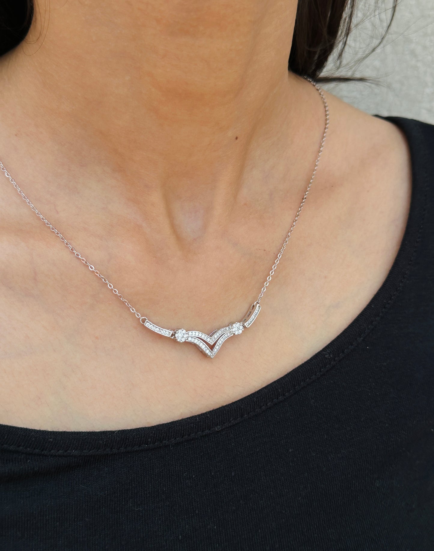 Celeste V Silver Necklace