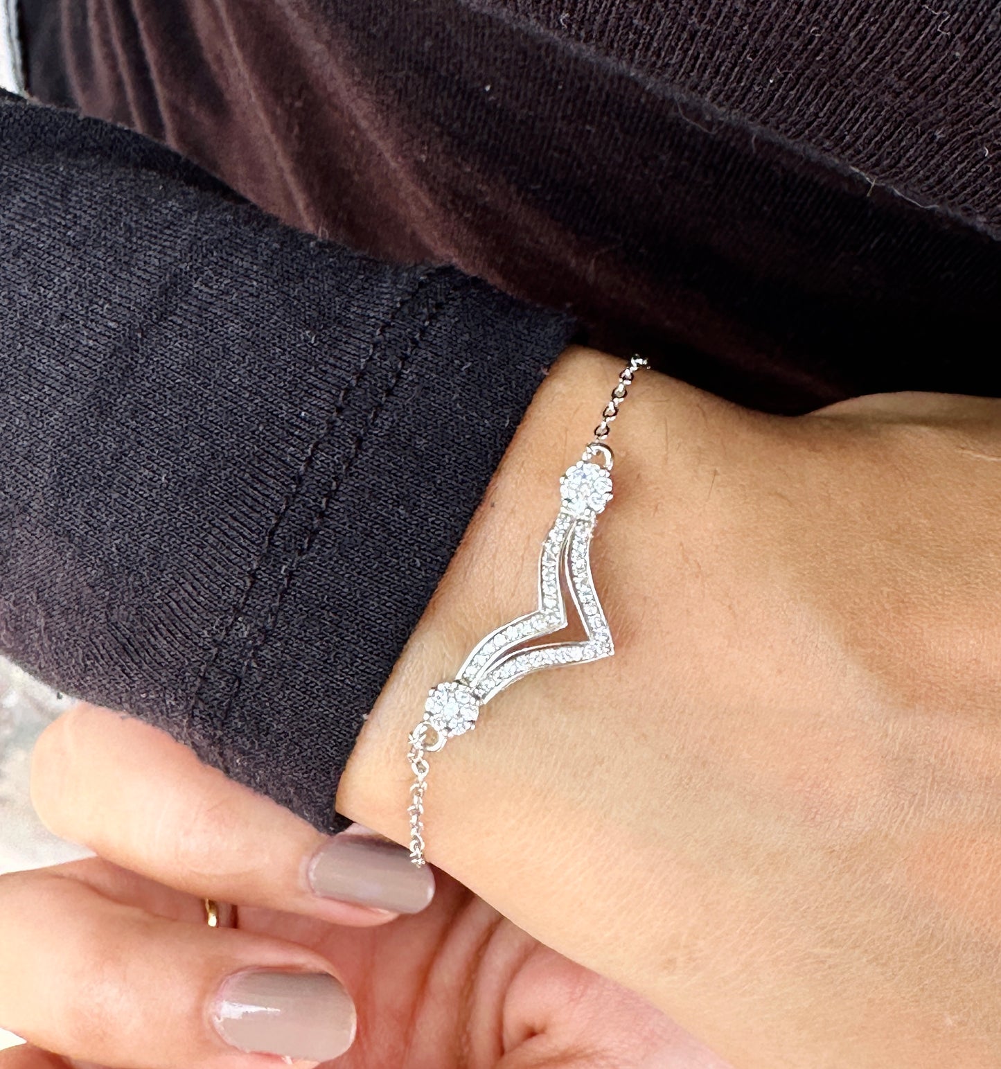V-Shaped Silver Bracelet