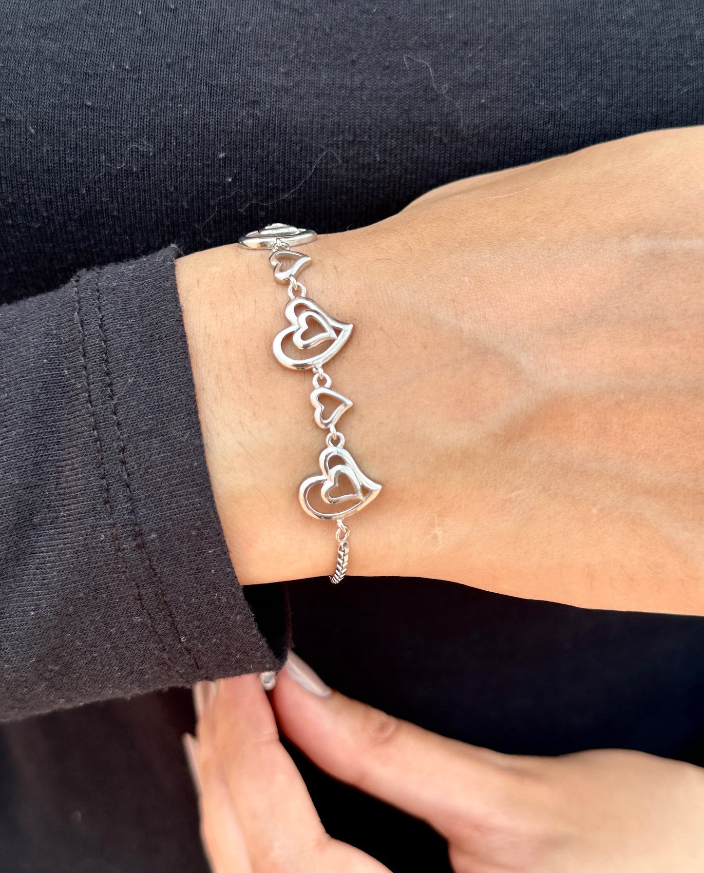 Heart Intertwined Silver Bracelet