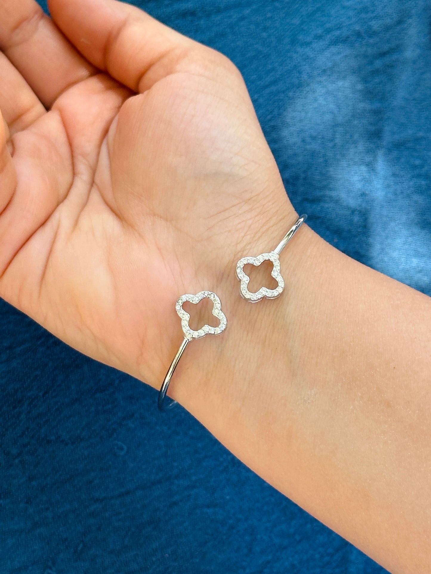 Floral Elegance Silver Kada