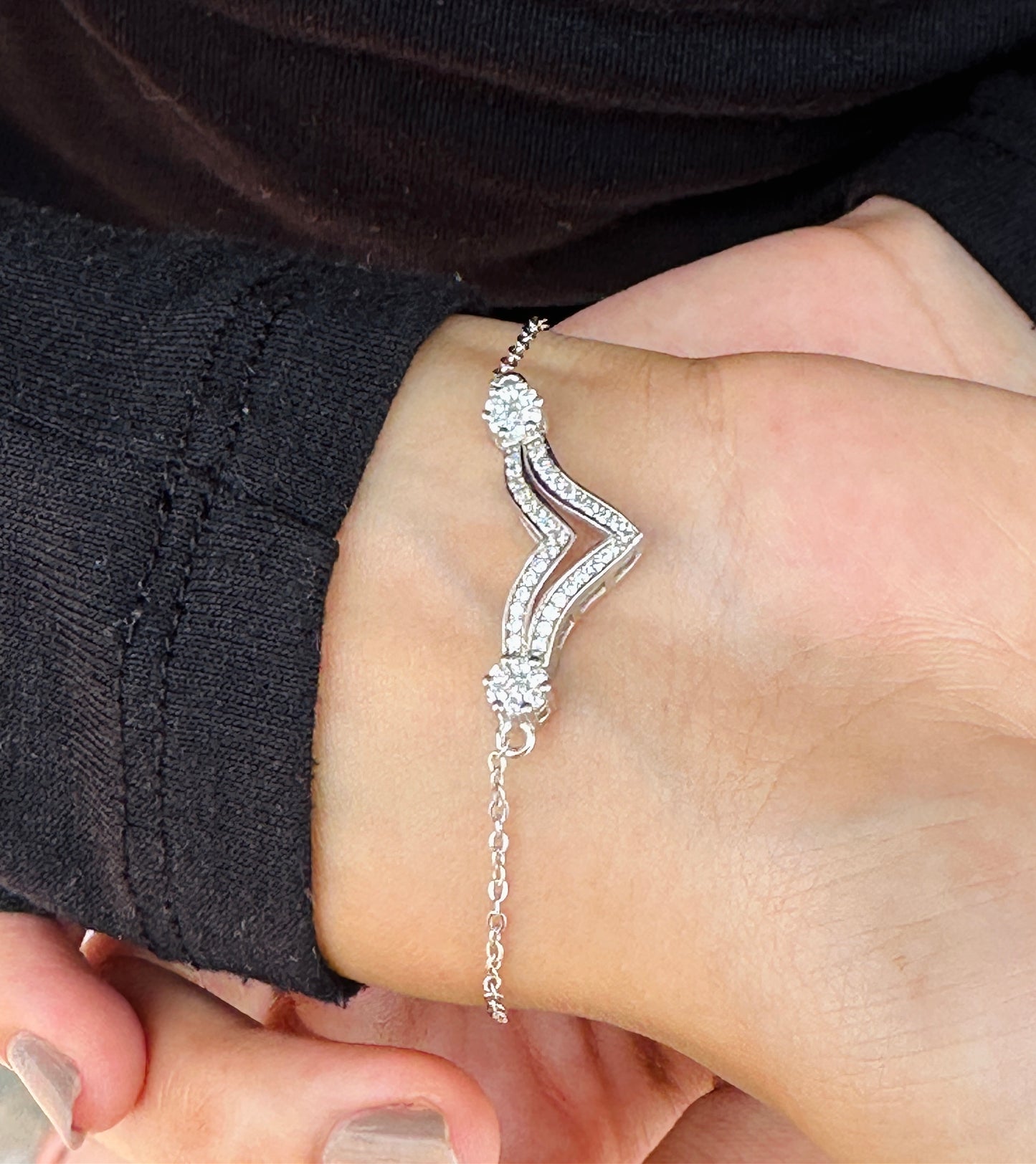 V-Shaped Silver Bracelet