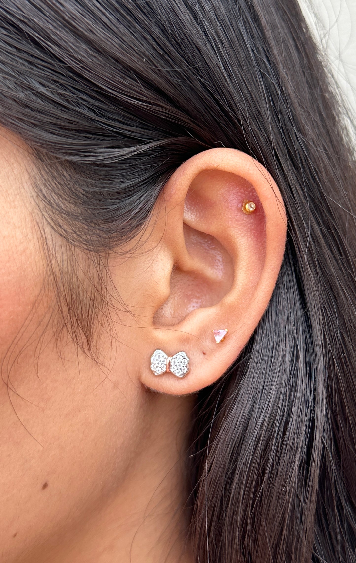 Bow Rose Gold Polish Studs