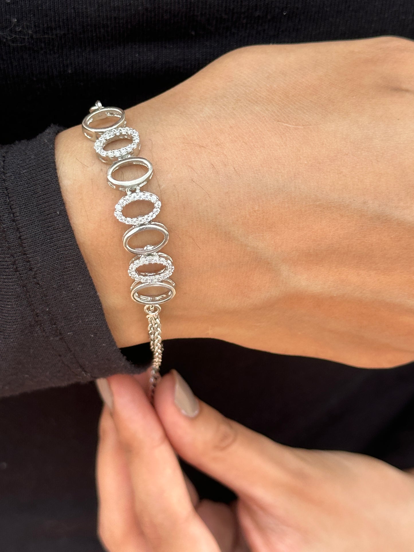 Oval Shaped Silver Bracelet