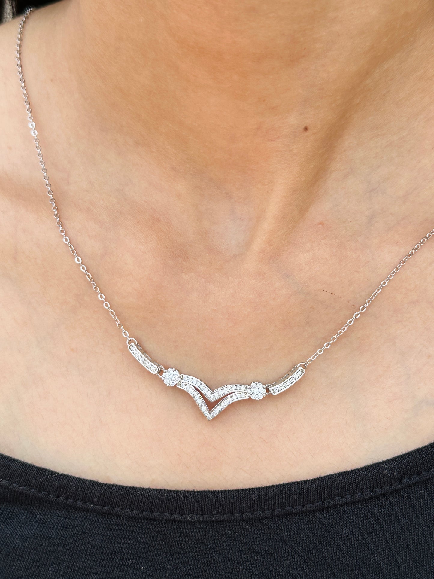 Celeste V Silver Necklace