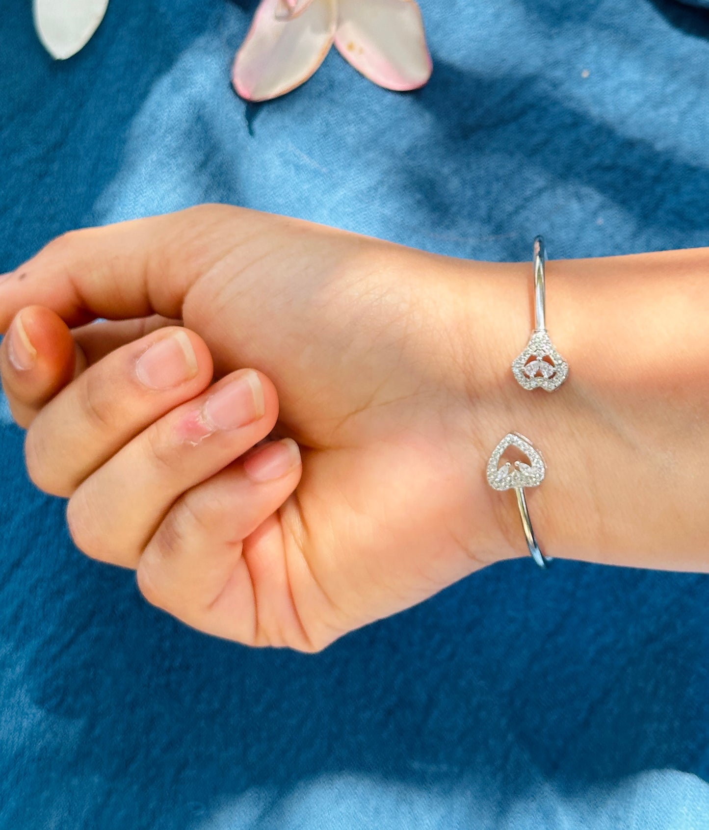 Double Heart Silver Kada