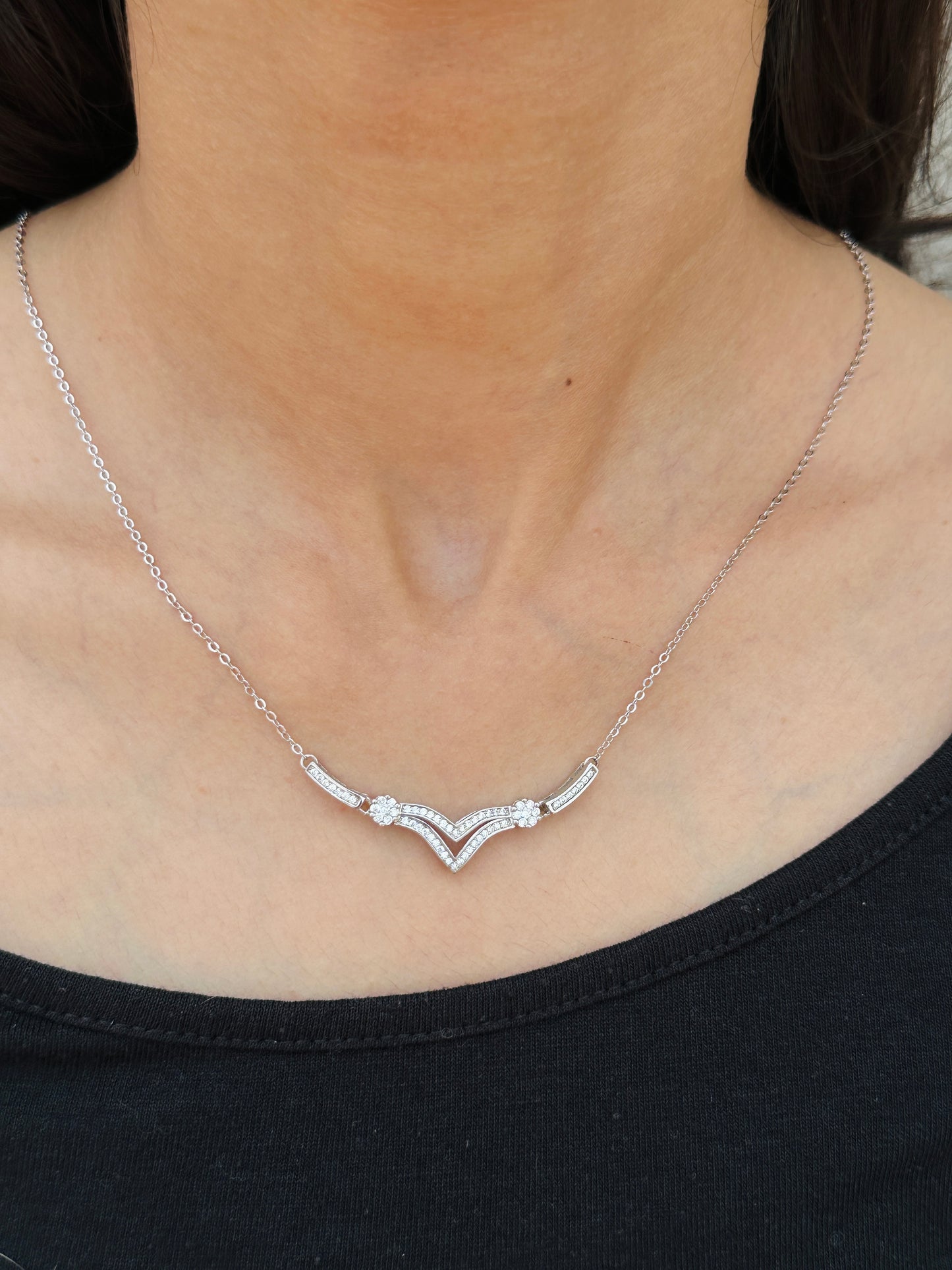 Celeste V Silver Necklace