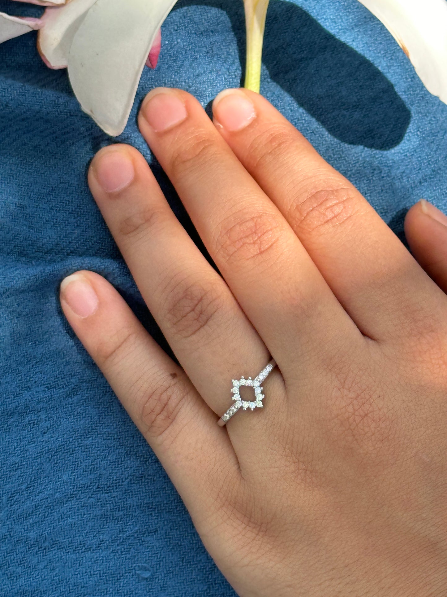 Stunning Halo Silver Ring