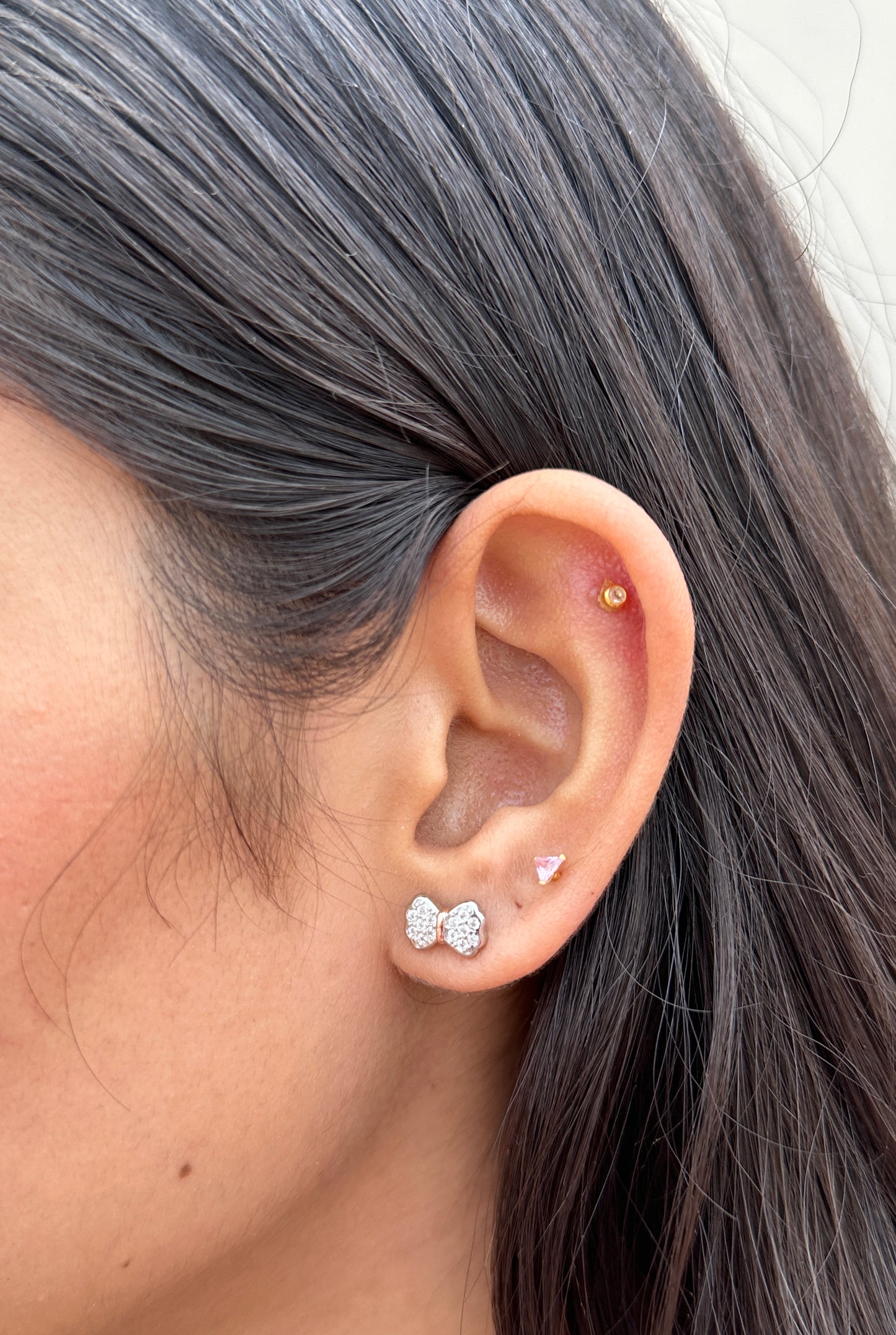 Bow Rose Gold Polish Studs