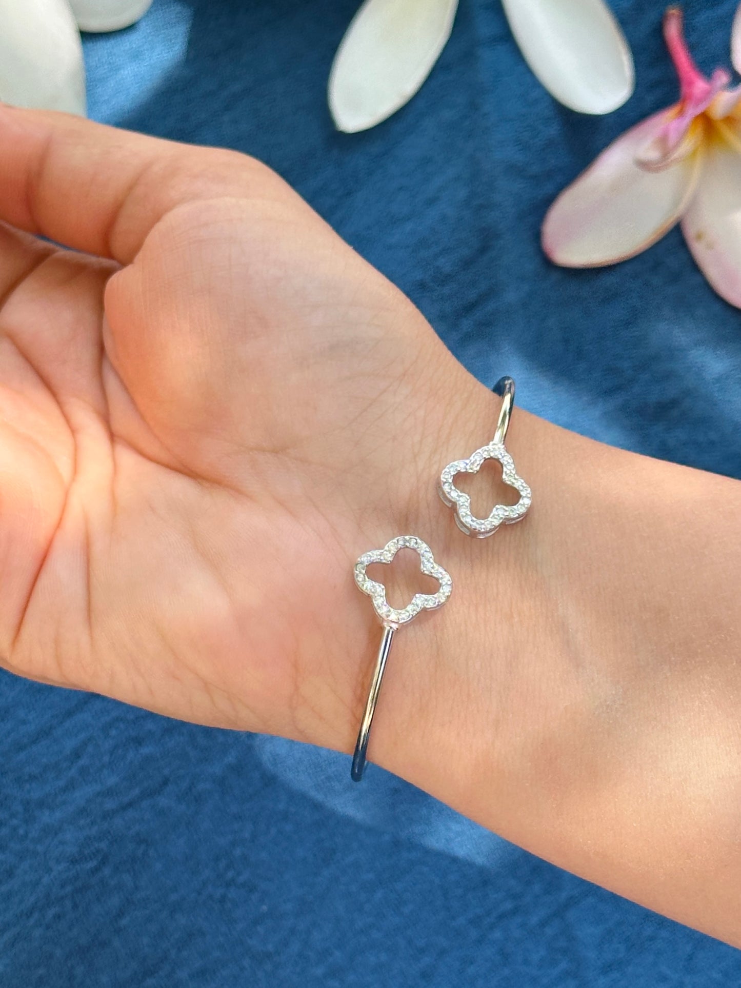 Floral Elegance Silver Kada