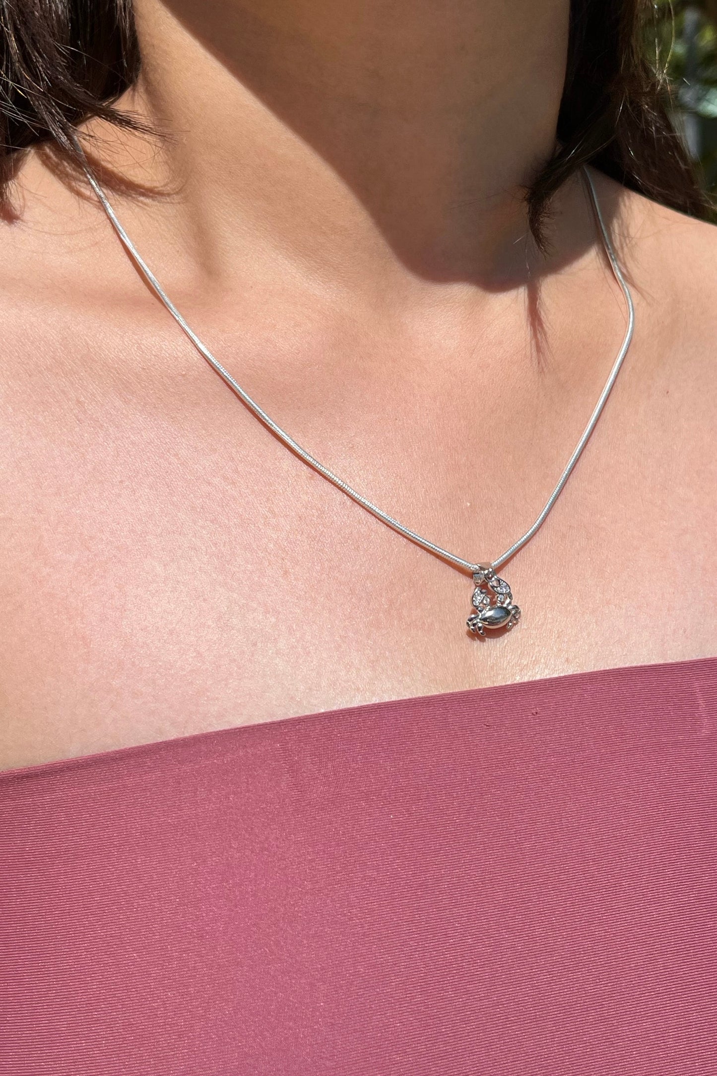 Sterling Silver Crab Necklace