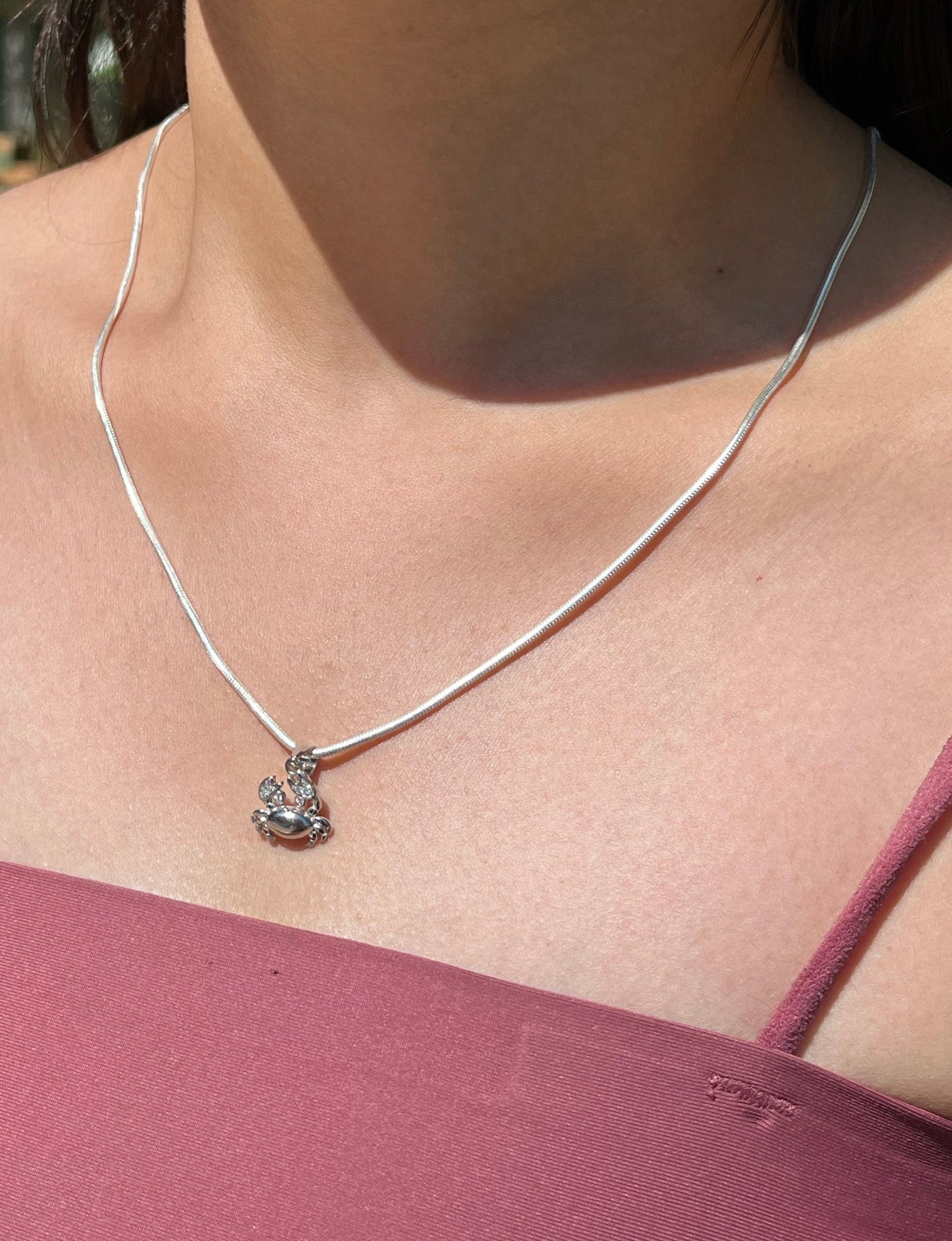 Sterling Silver Crab Necklace