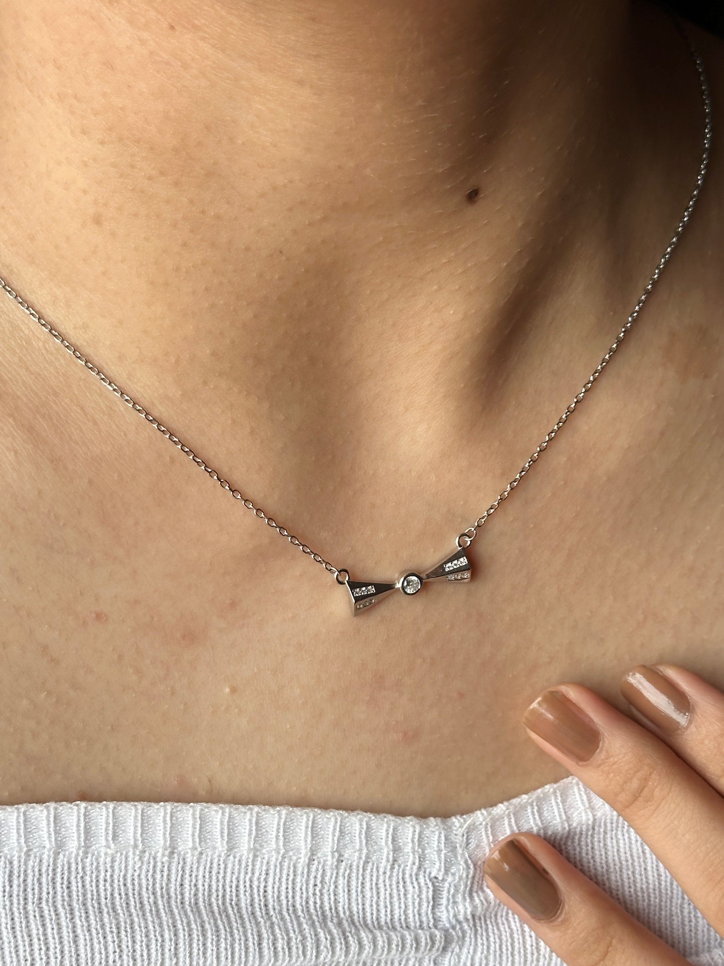 925 Silver Bow Pendant Chain