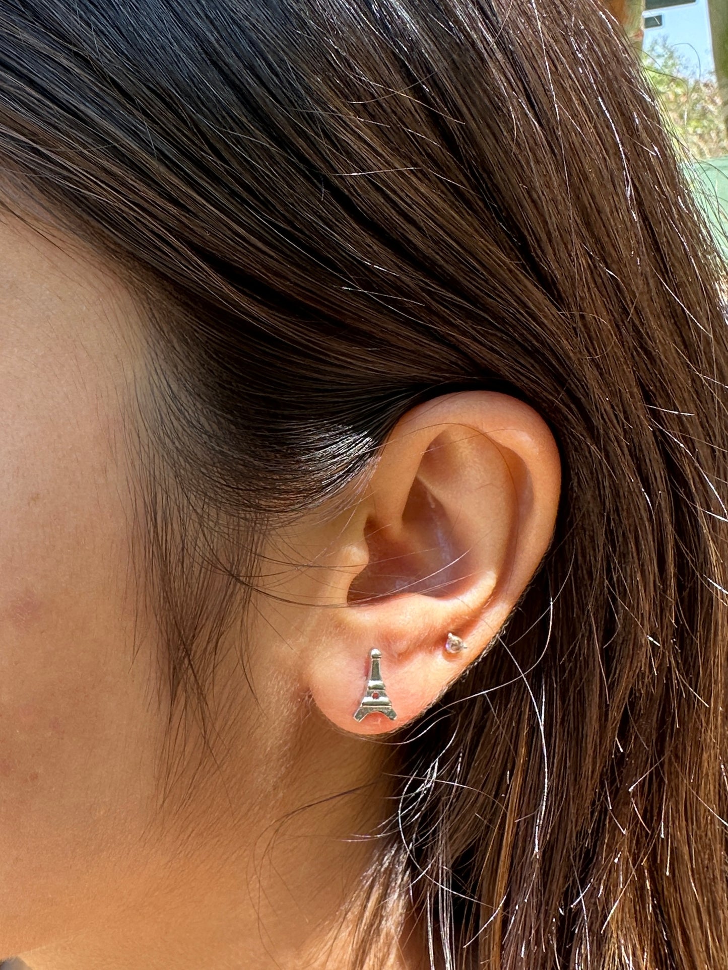 Eiffel Tower Silver Stud Earrings