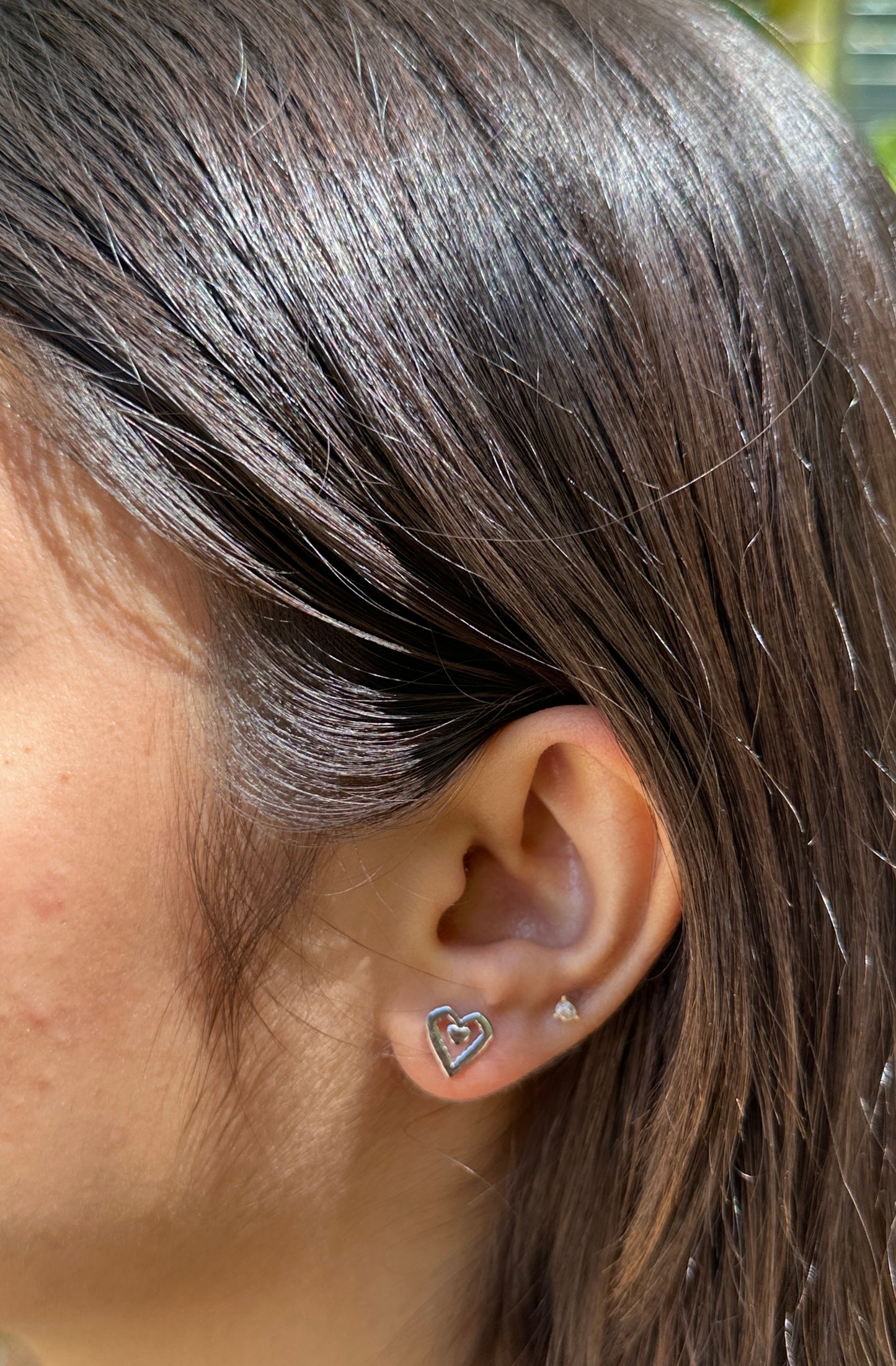Heart Silver Stud Earrings