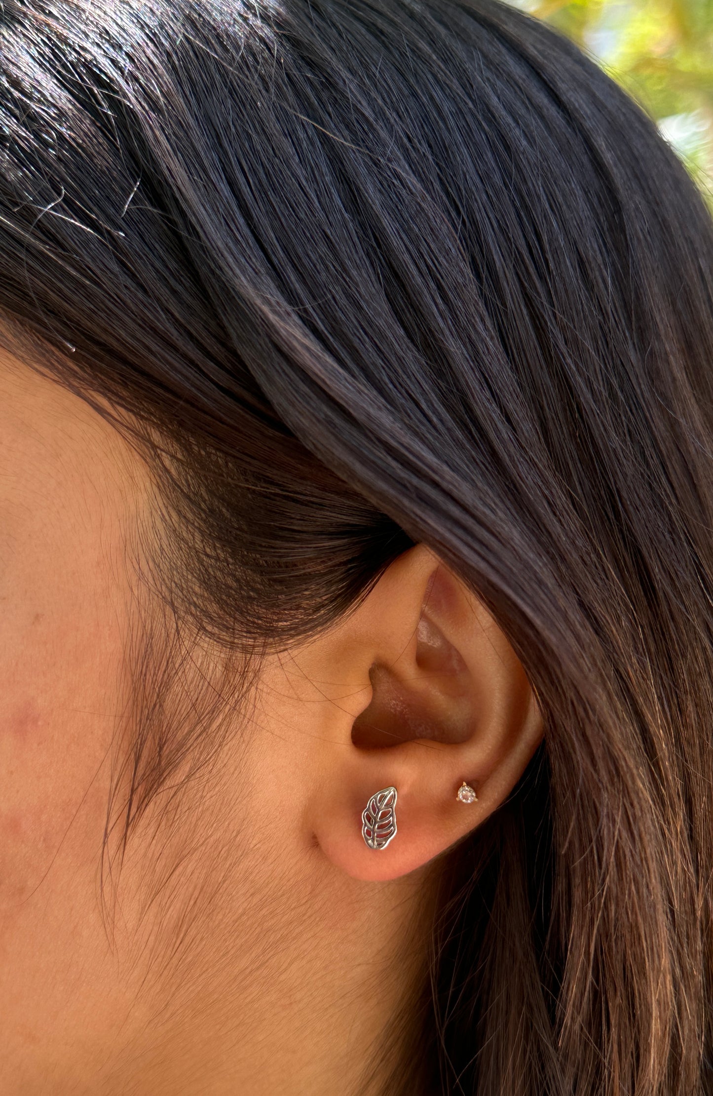 Silver Leaf Stud Earrings