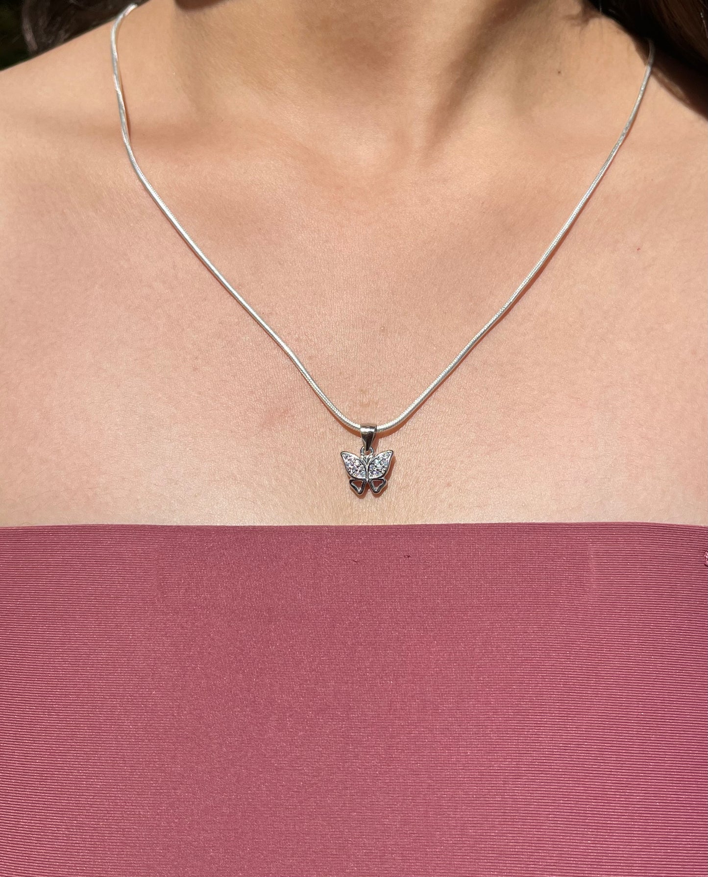 Silver Butterfly Grace Necklace