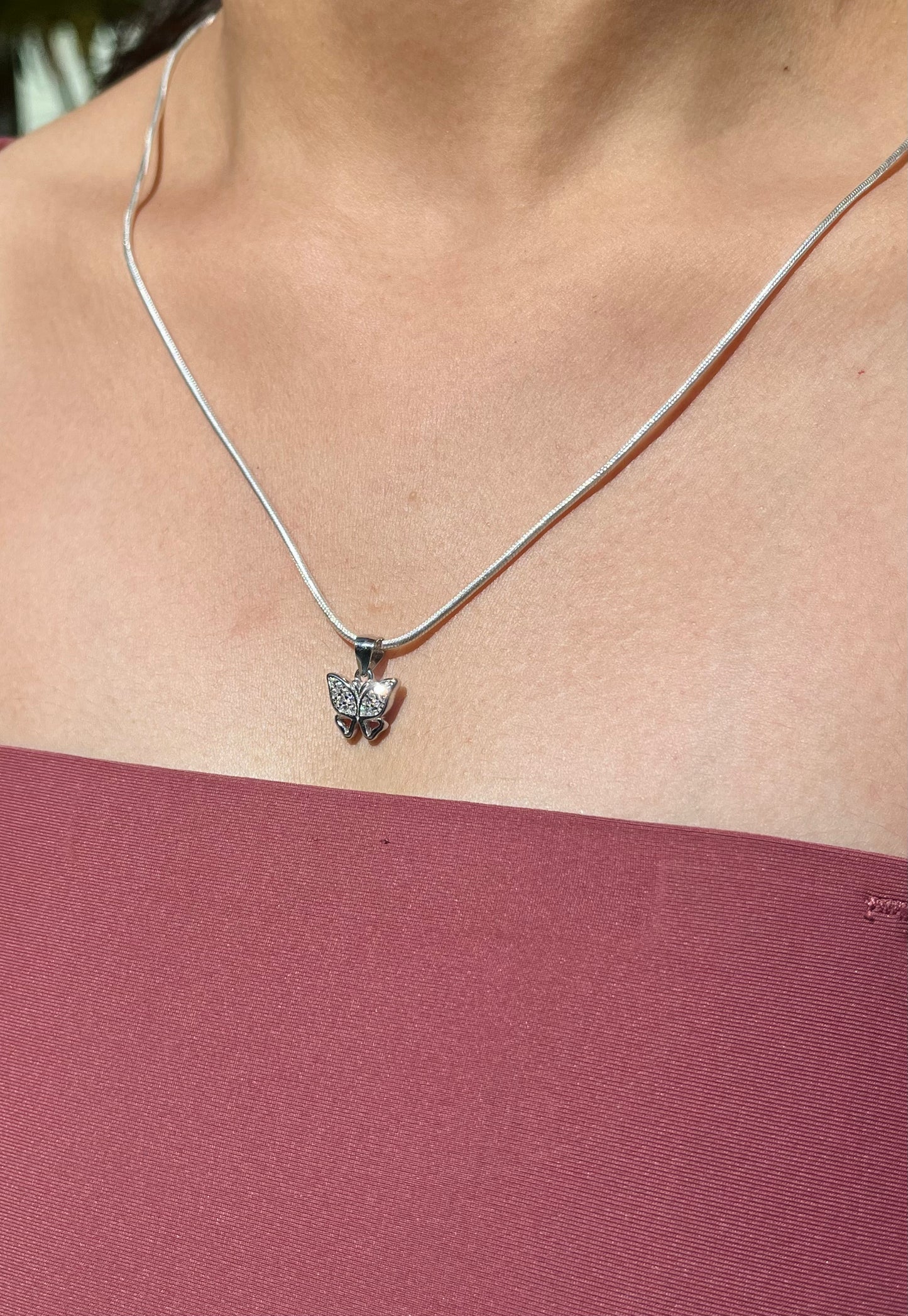 Silver Butterfly Grace Necklace