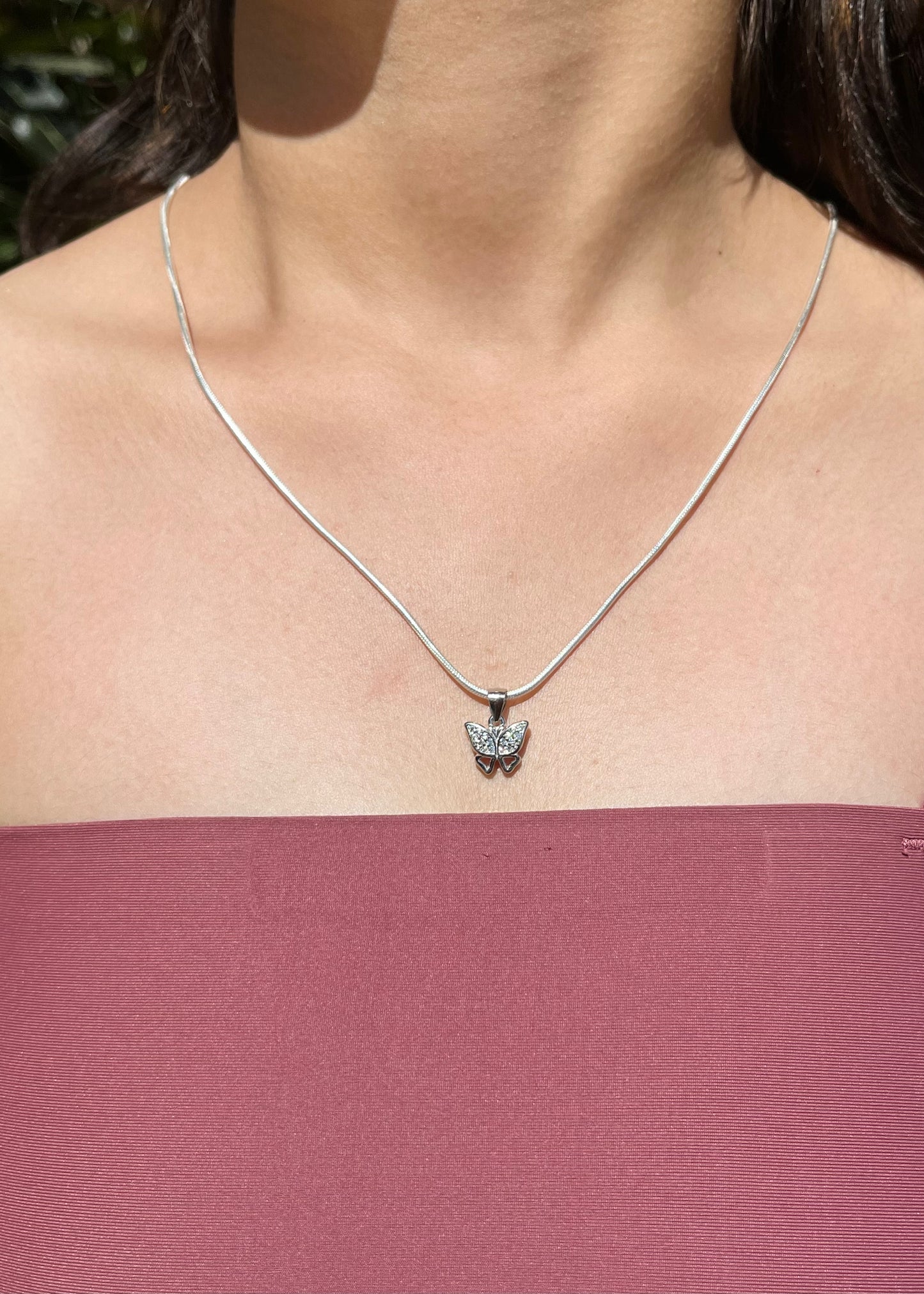 Silver Butterfly Grace Necklace