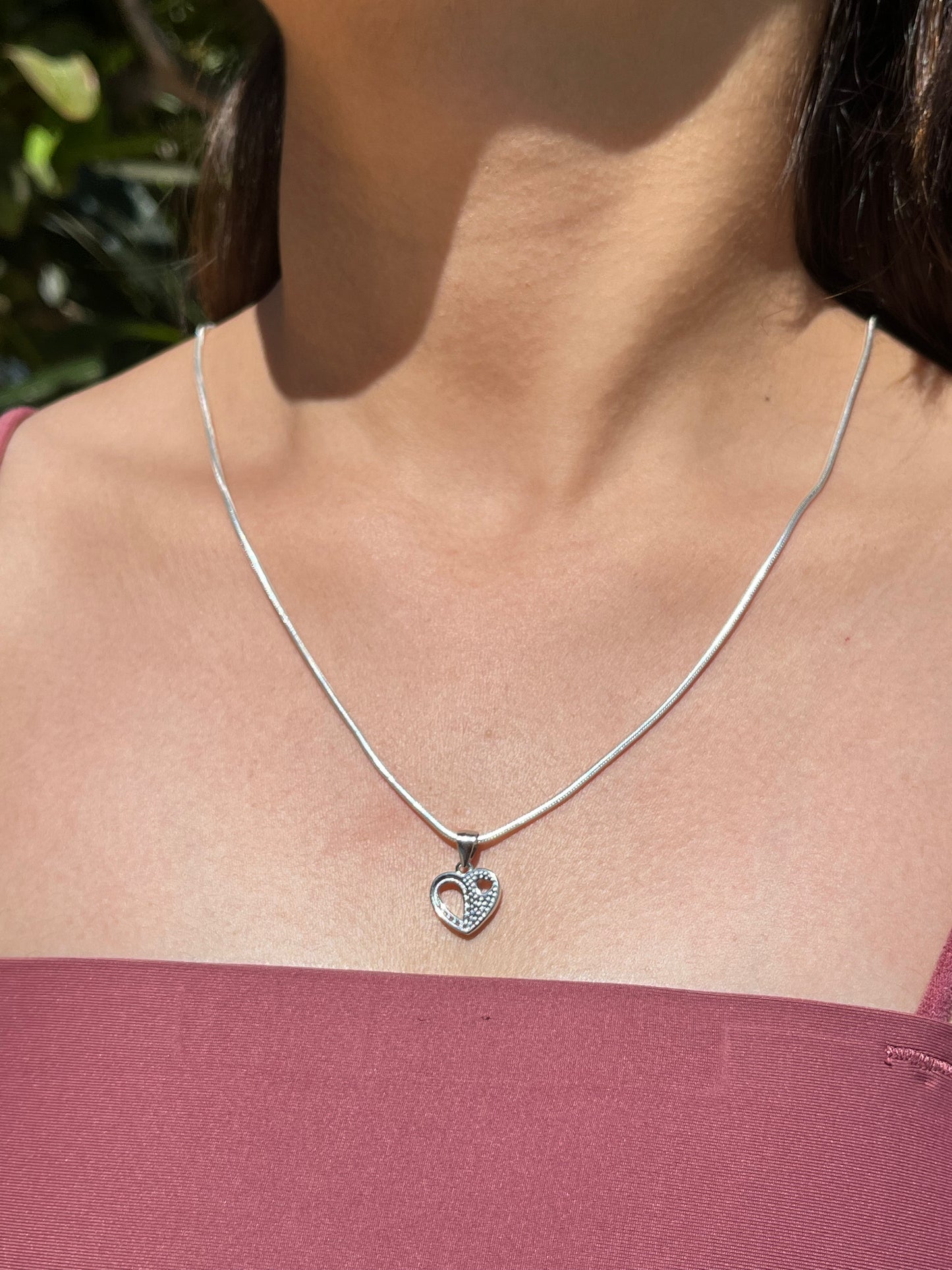 Sleek Silver Heart Necklace