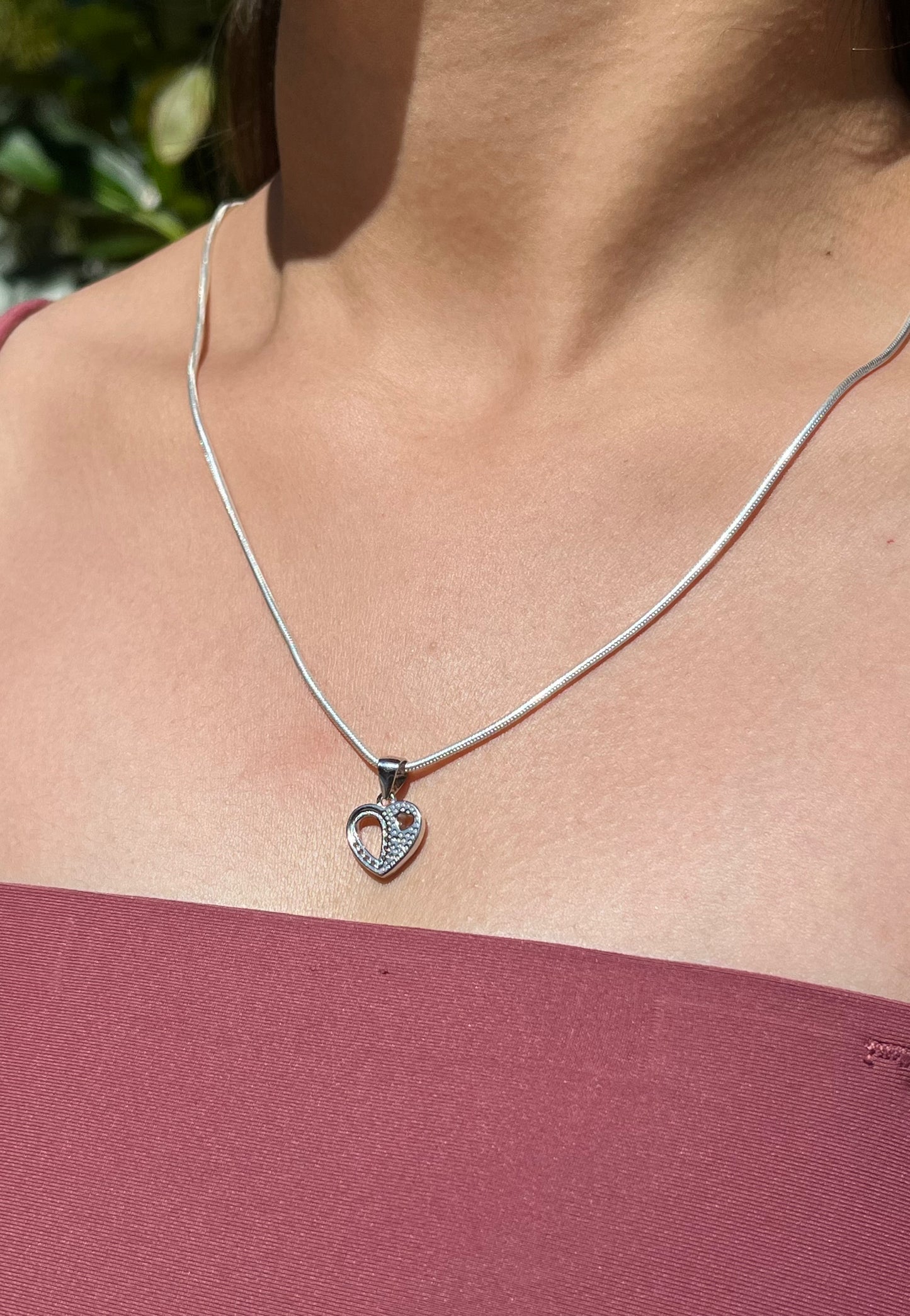 Sleek Silver Heart Necklace