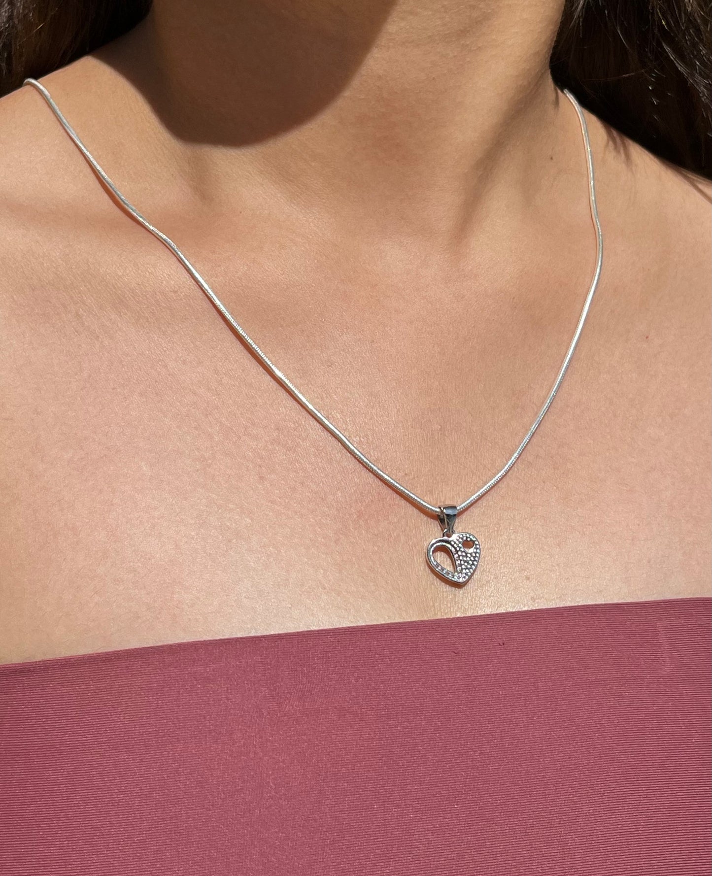 Sleek Silver Heart Necklace