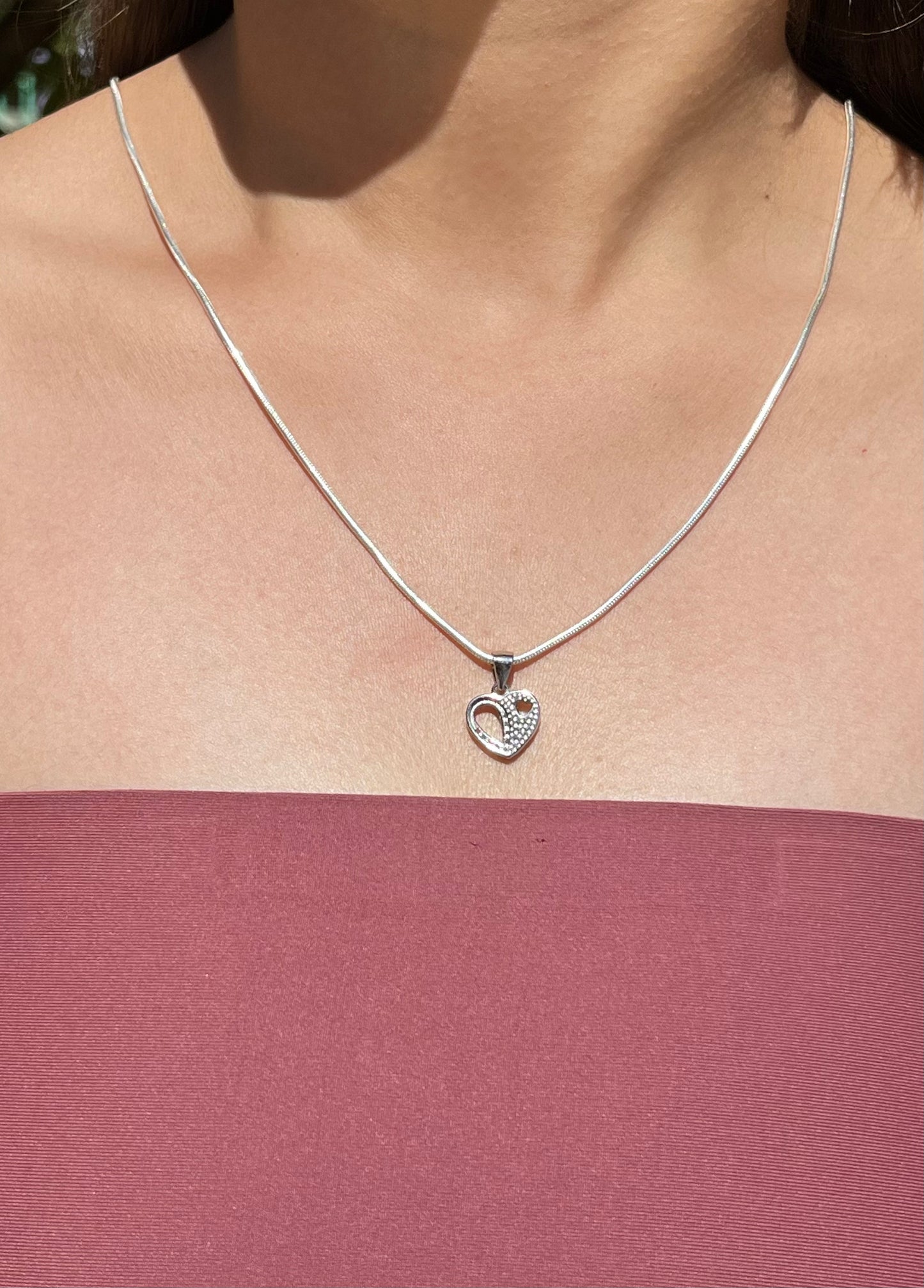Sleek Silver Heart Necklace