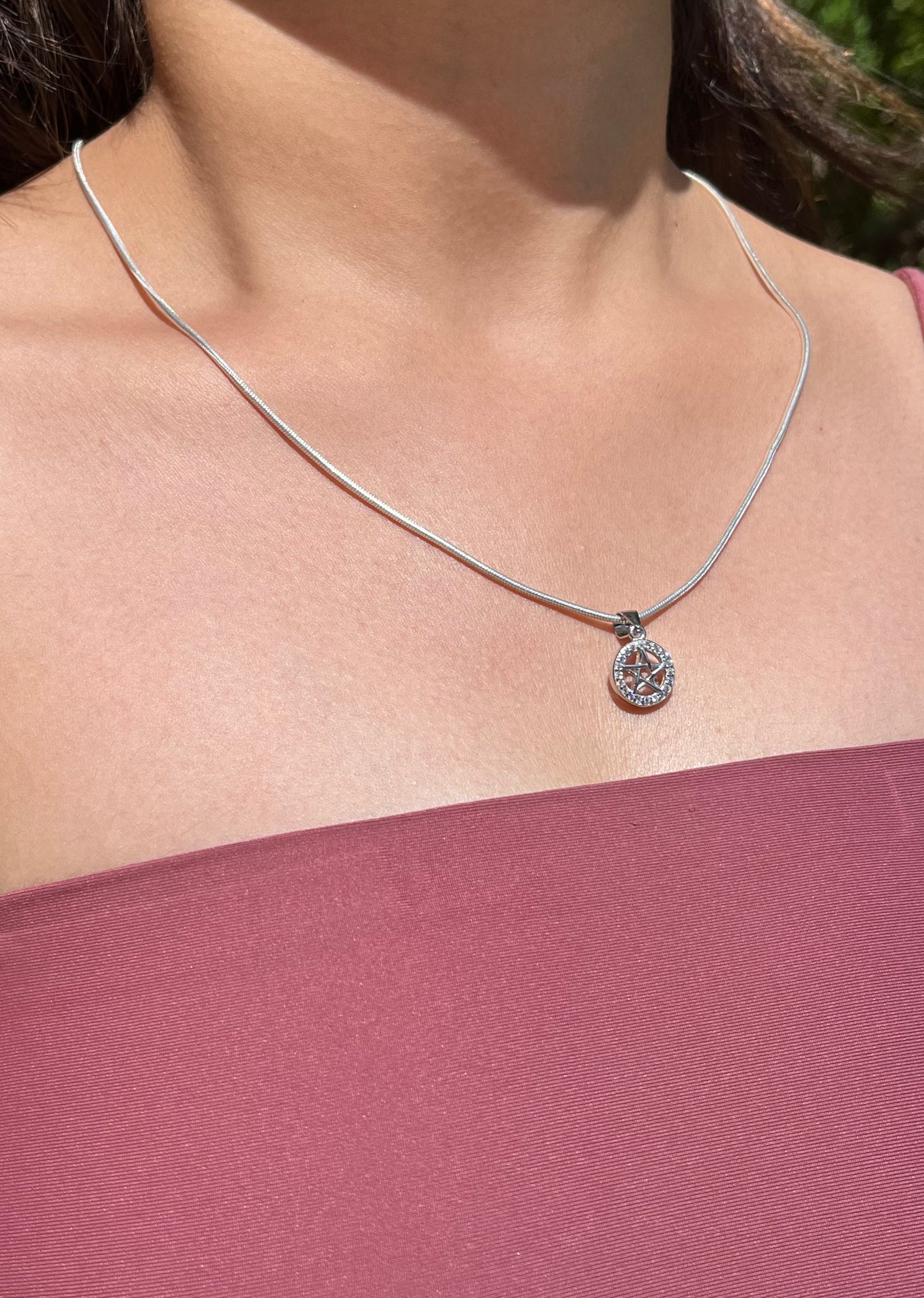 Silver Star Stoned Necklace