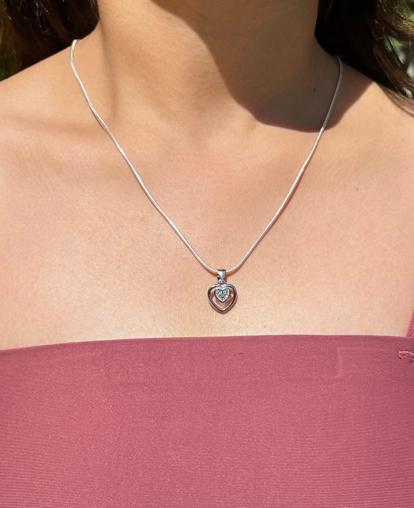 Sleek Silver Heart Necklace