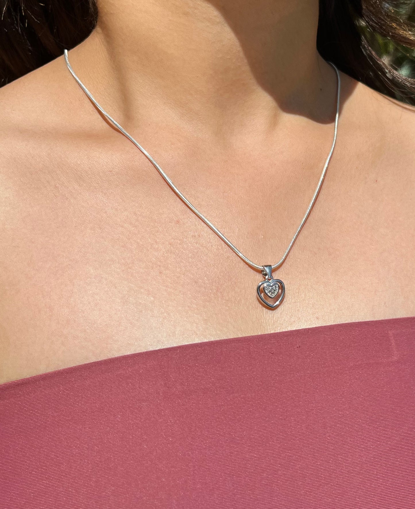 Sleek Silver Heart Necklace