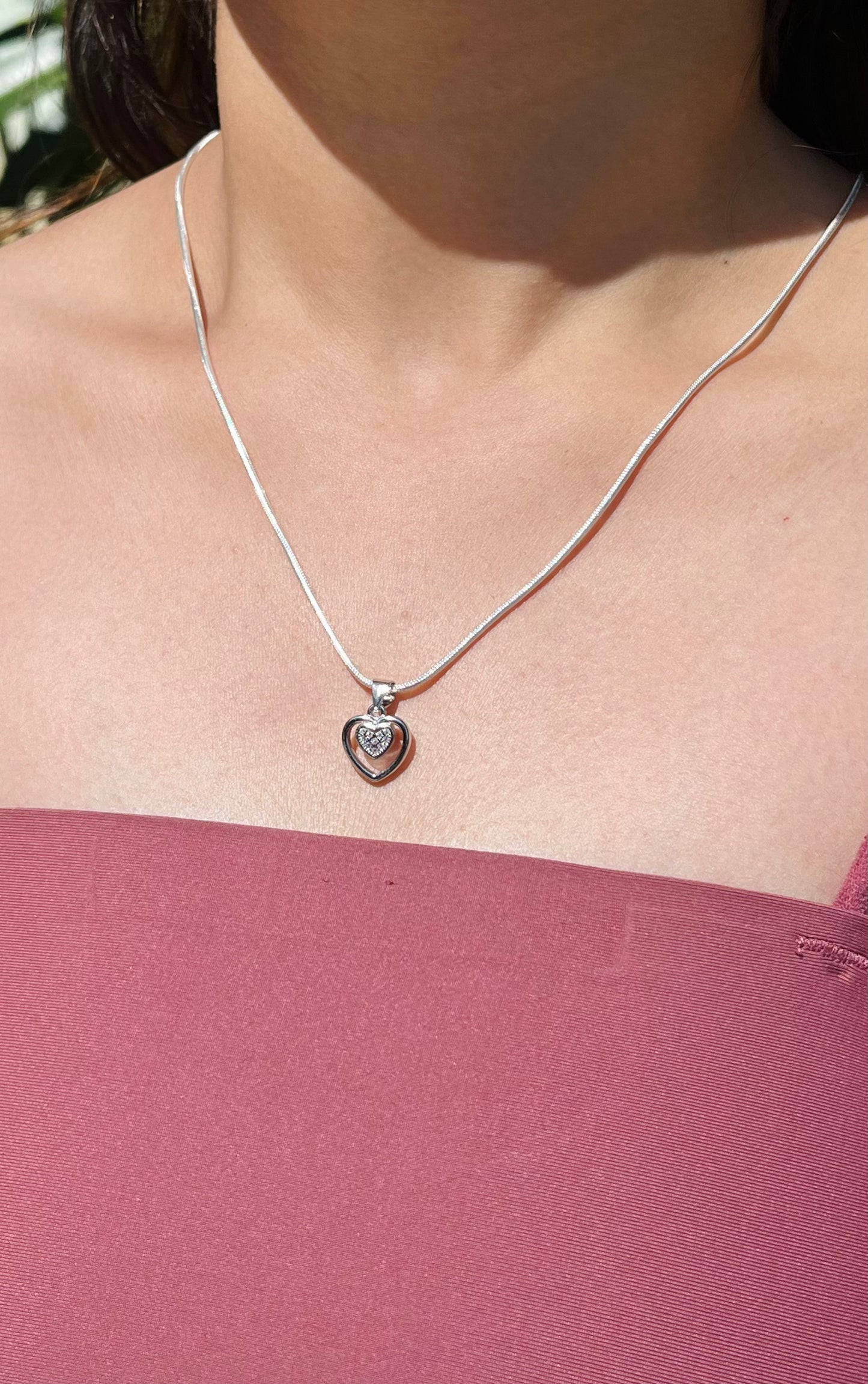 Sleek Silver Heart Necklace