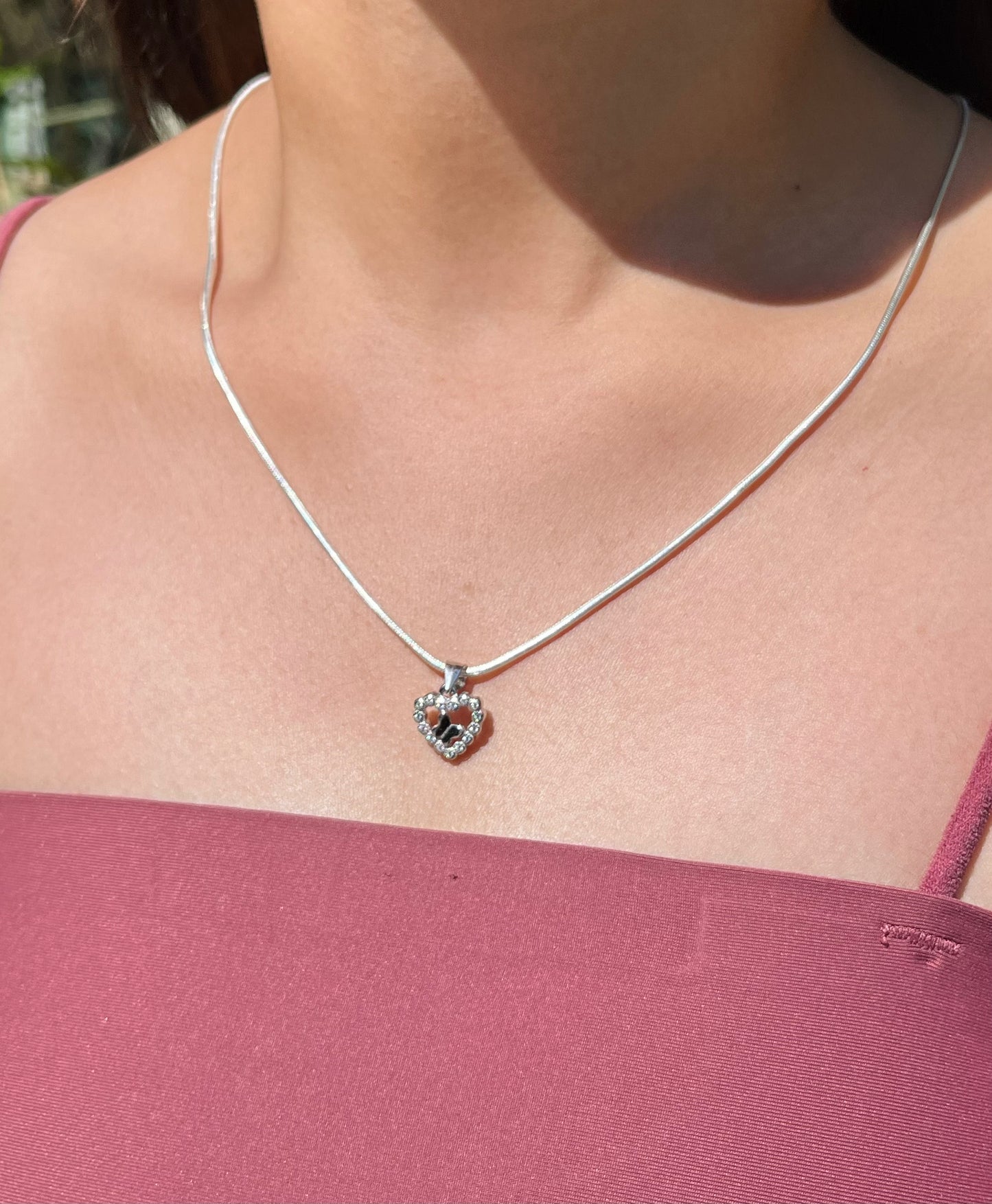 Sleek Silver Heart Necklace