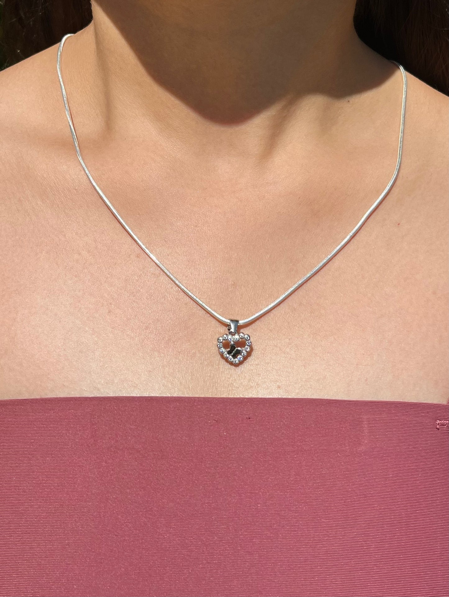 Sleek Silver Heart Necklace