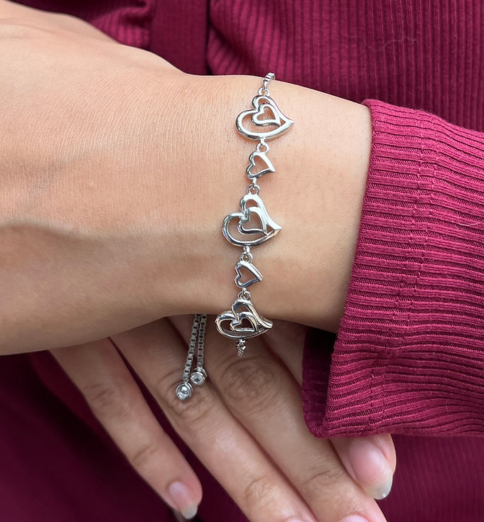 Heart Charm Silver Bracelet