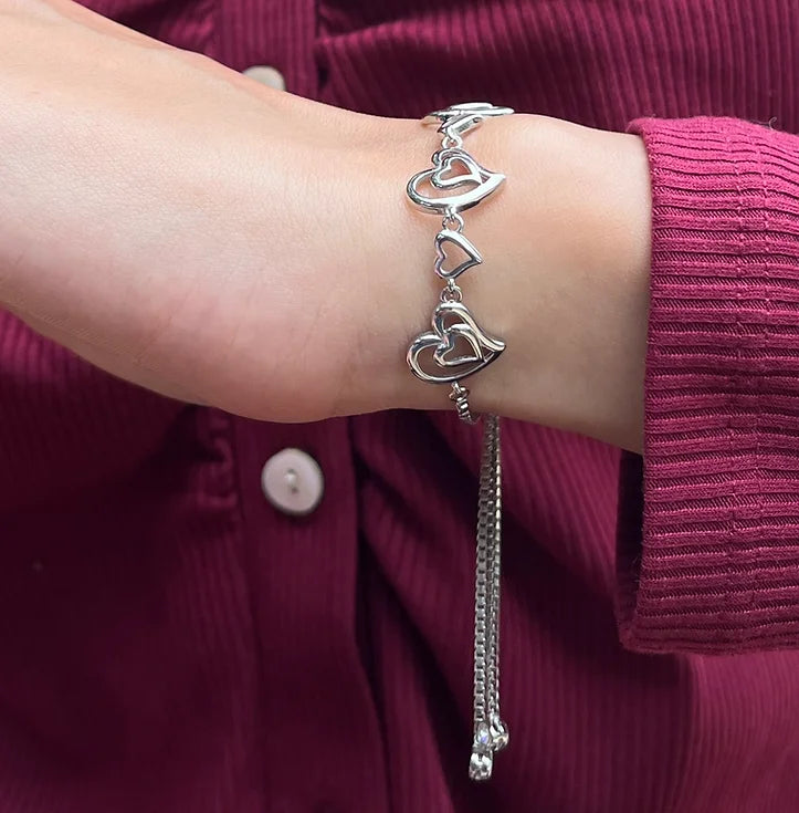 Heart Charm Silver Bracelet