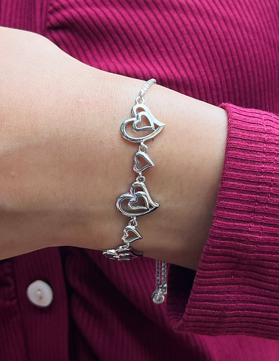 Heart Charm Silver Bracelet