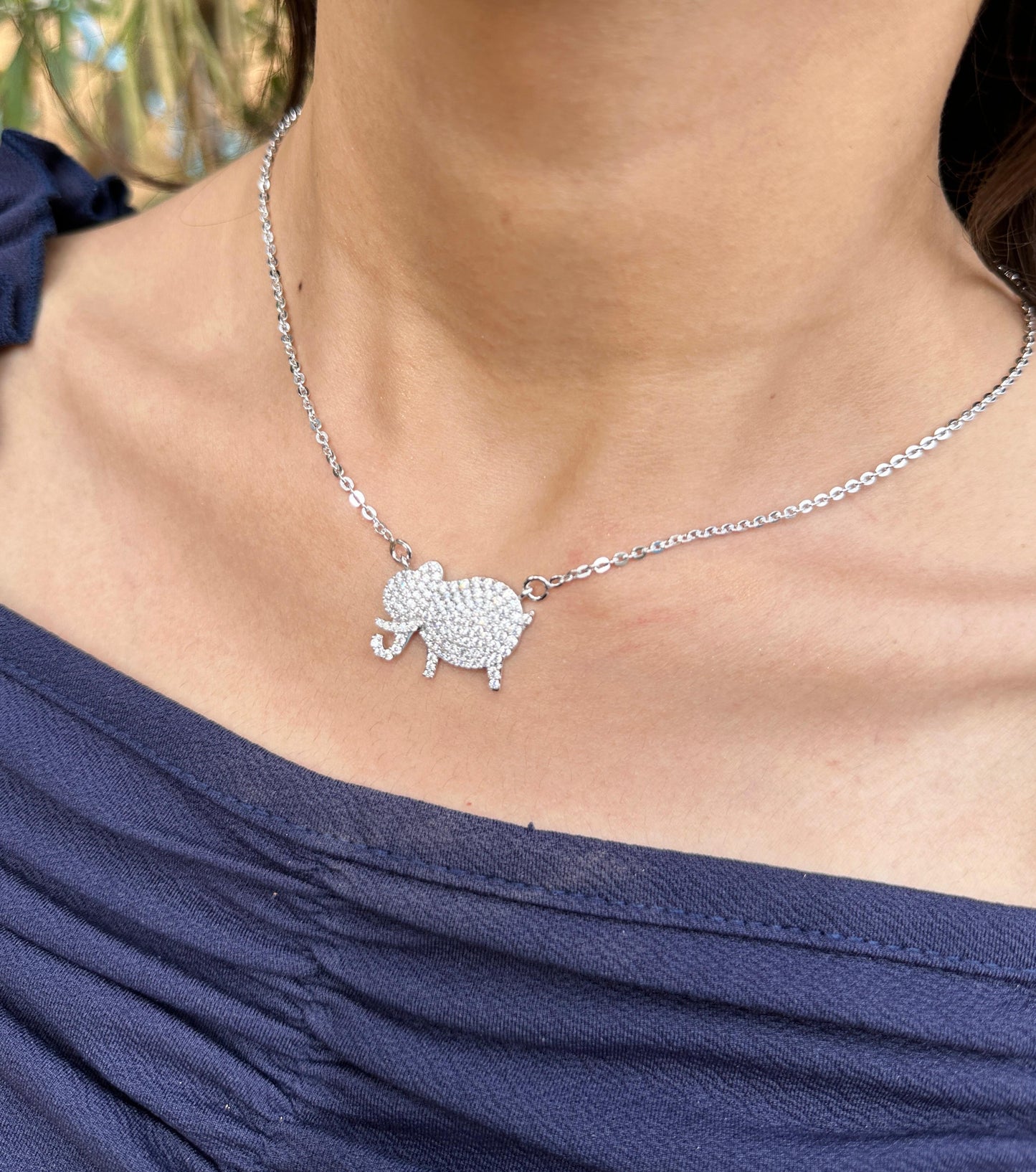 Elephant Charm Silver Necklace