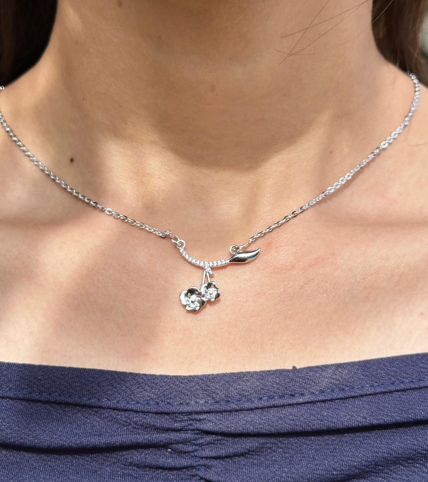 Enchanted Rose Silver Necklace