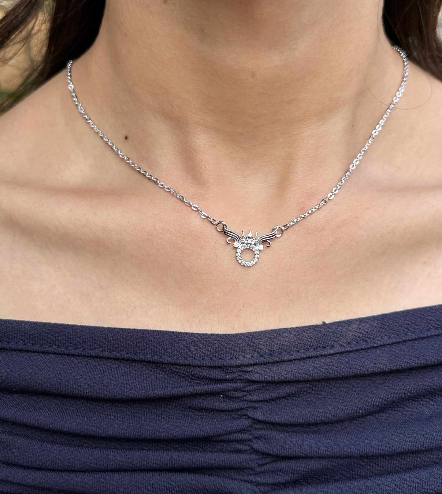 Crowned Beauty Silver Necklace