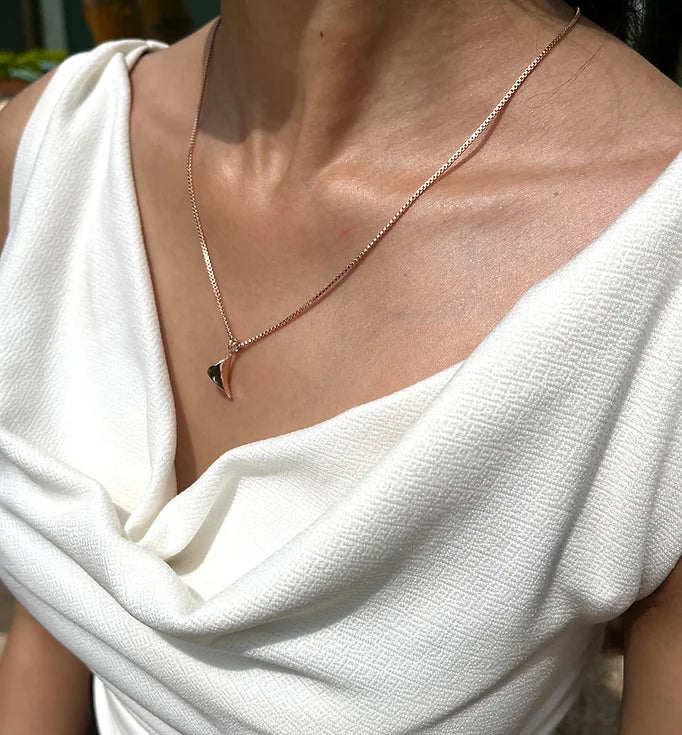 Rose Gold Polish Silver Necklace (Rhodium)