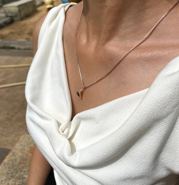 Rose Gold Polish Silver Necklace (Rhodium)