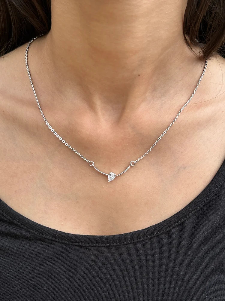 One Stone pendant Silver Necklace