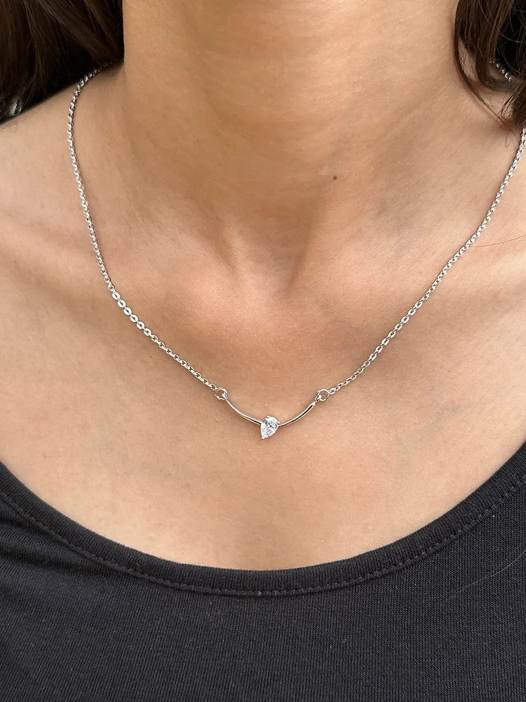 One Stone pendant Silver Necklace