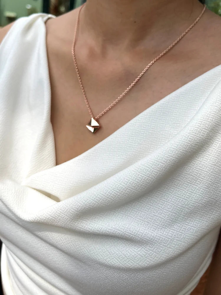 Rose Gold Polish Silver Necklace (Rhodium)