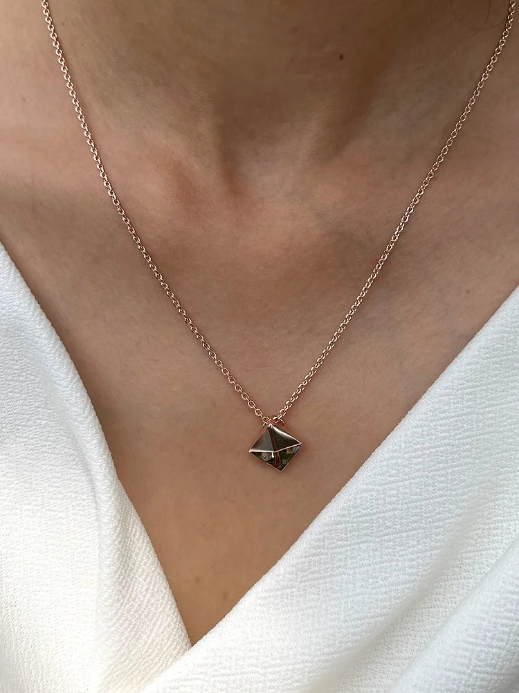 Rose Gold Polish Silver Necklace (Rhodium)