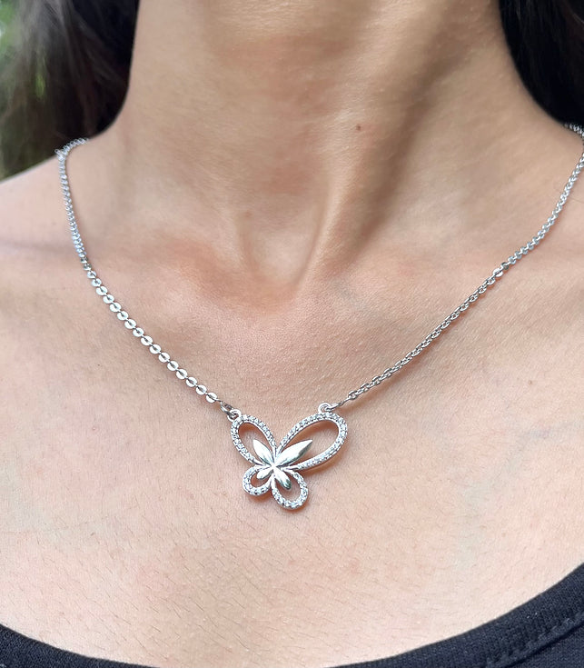 Soulful Butterfly Silver Neckalce