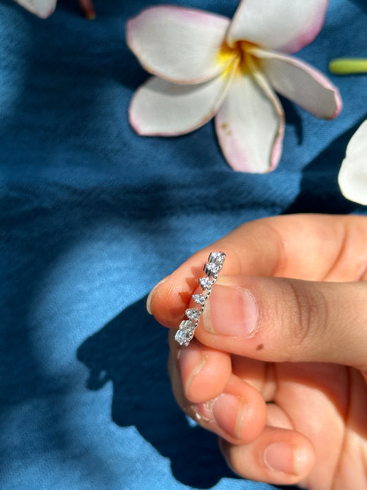 Elegant Silver Ring with Teardrop Diamonds