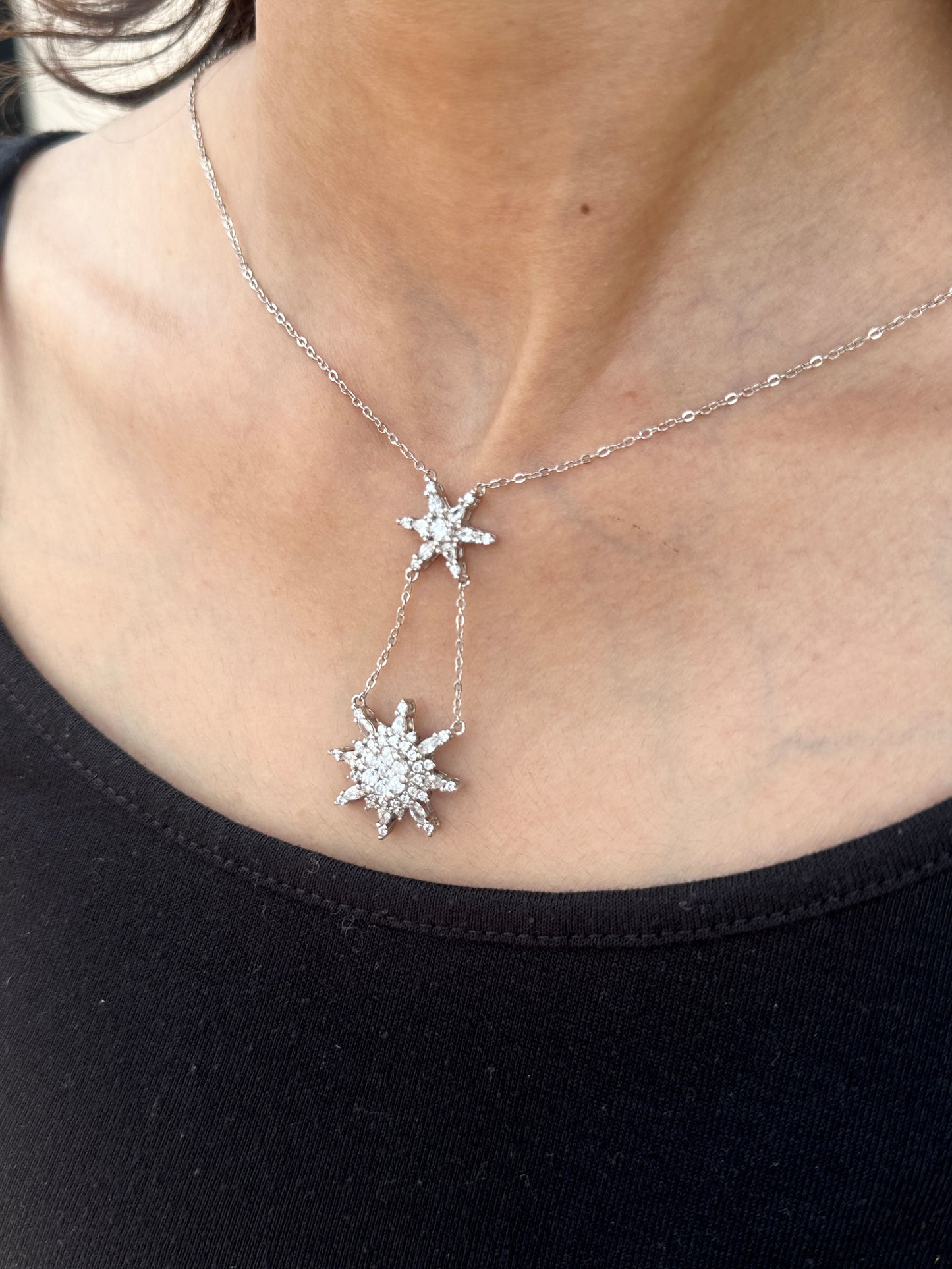 Starlit Grace Silver Necklace